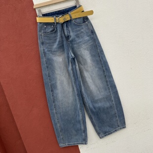 2026春款YKK GDH过得好73216牛仔裤女式高腰显瘦弯刀裤浅色拖地裤