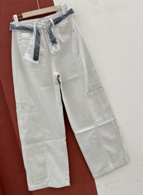 2026春夏欧货A FASHION JEANS阿凡牛5646牛仔裤女米色弯刀镰刀裤