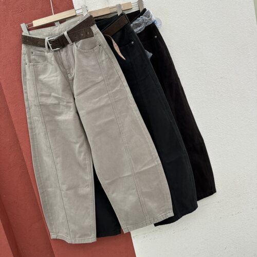 2026秋款CC JEANS2698牛仔裤女高腰翻盖大口袋弯刀裤压线拖地裤
