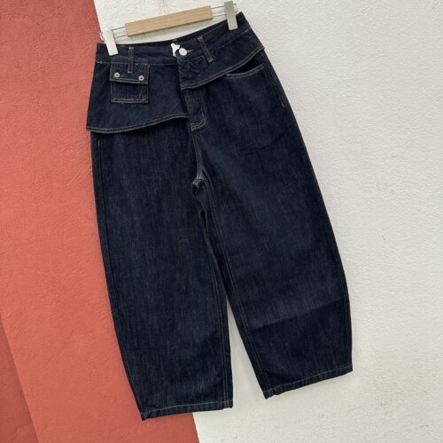 2026秋款FASHION JEANS韩酷莱5607牛仔裤女丹宁假二件屁帘弯刀裤