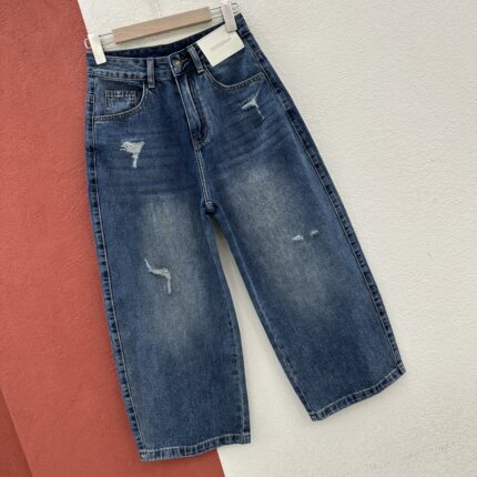2026春夏欧货Q FASHION JEANS酷希莱9638破洞弯刀八分裤牛仔女裤