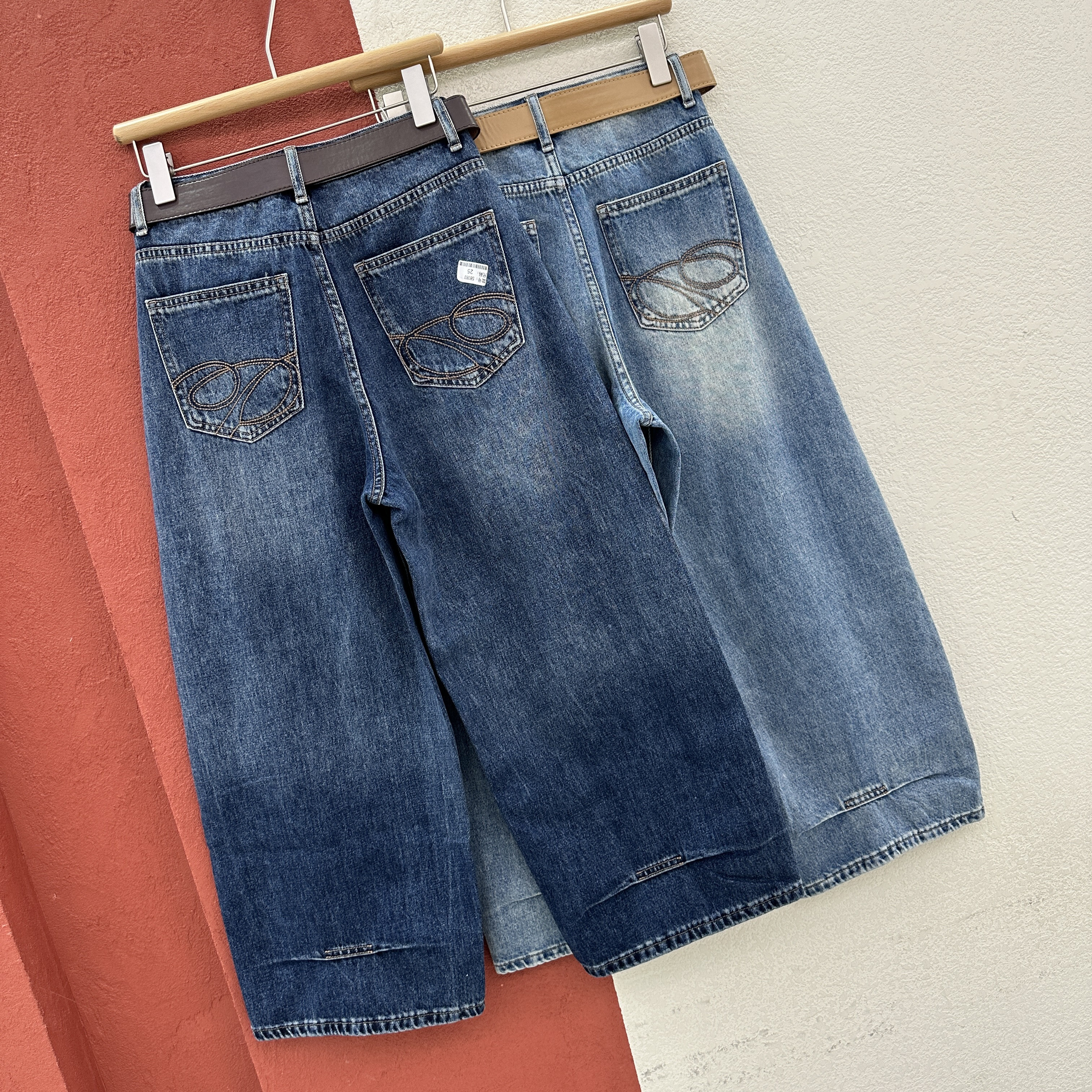 2026春夏欧货JEANS 58383弯刀裤磨破刺绣显瘦九分弯刀牛仔裤女裤