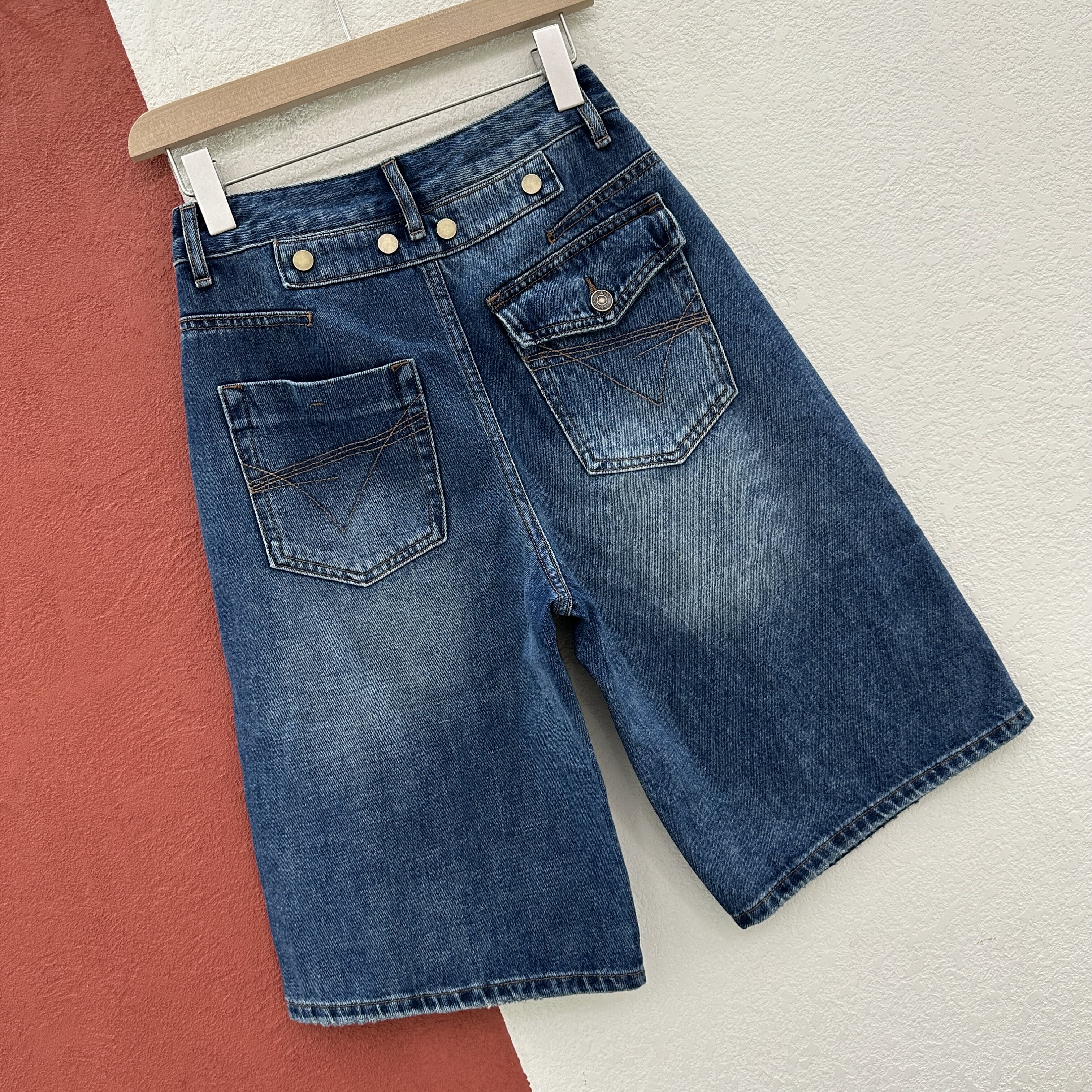 春夏欧货YKK JEANS58441高腰牛仔裤女显瘦破洞铆钉直筒裤六分裤