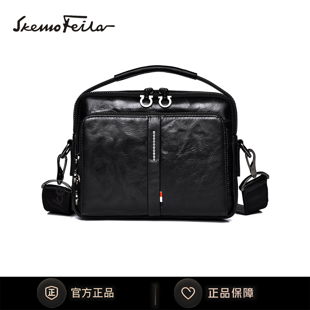 菲戈汉姆小众头层牛皮单背手抓纹牛皮斜挎包真皮商务手提包8525