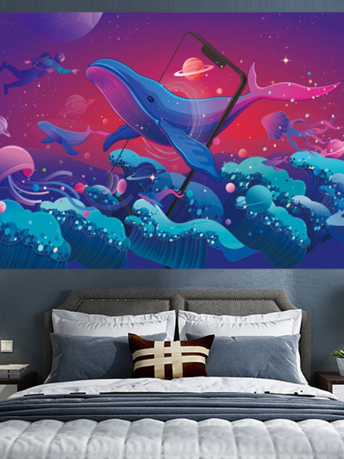 일본 우키요에 천 가나가와 서핑 태피스트리 인 배경 천 스튜디오 룸 침대 옆 장식 벽 천