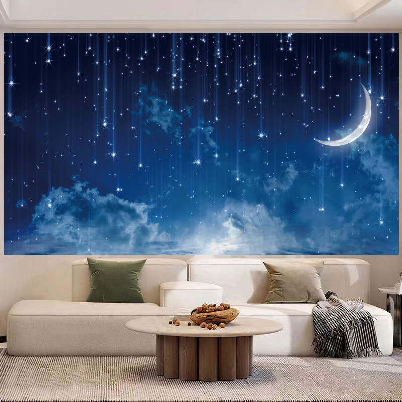 治愈系月球星空背景布ins挂布