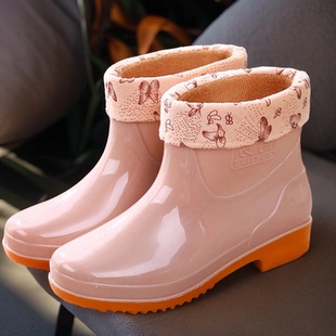 工作软底水鞋 中筒防滑耐磨水靴厚底轻便雨靴休闲胶鞋 女士 女款 雨鞋