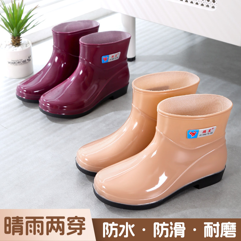 雨鞋女款短筒外穿春秋雨靴时尚胶鞋防滑加棉轻便保暖成人水鞋女士
