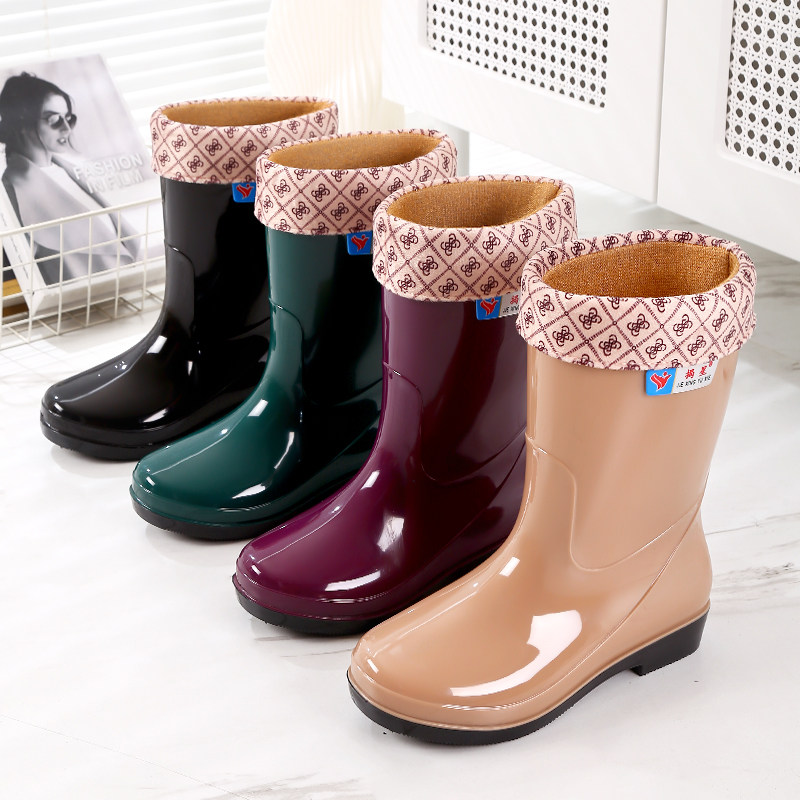 厚底雨鞋女款中筒防滑耐磨水靴时尚防水休闲雨靴长筒胶鞋保暖水鞋,居家日用,雨鞋/雨靴,淘宝优惠券,粉丝福利购,淘宝优惠卷