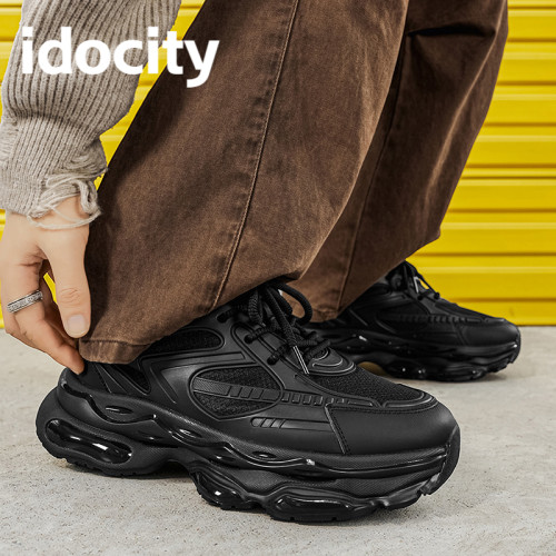 idocity男鞋冬季加绒保暖棉鞋休闲增高时尚男士运动鞋厚底老爹鞋