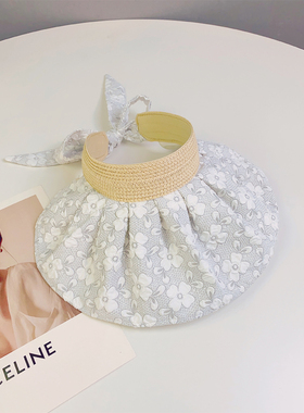 UPF50+防晒帽子女夏季防紫外线遮阳帽户外大檐空顶帽潮ins可折叠