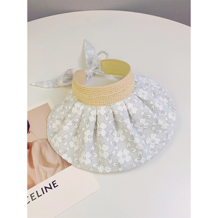 UPF50 防紫外线遮阳帽户外大檐空顶帽潮ins可折叠 防晒帽子女夏季