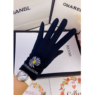 骑开车麂皮绒手套 学生保暖防寒冬季 手套女秋冬天薄款 可爱触屏韩版