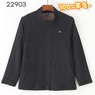 银州羊男士羊毛棉袄休闲拉链立领上衣中老年秋冬外套22903
