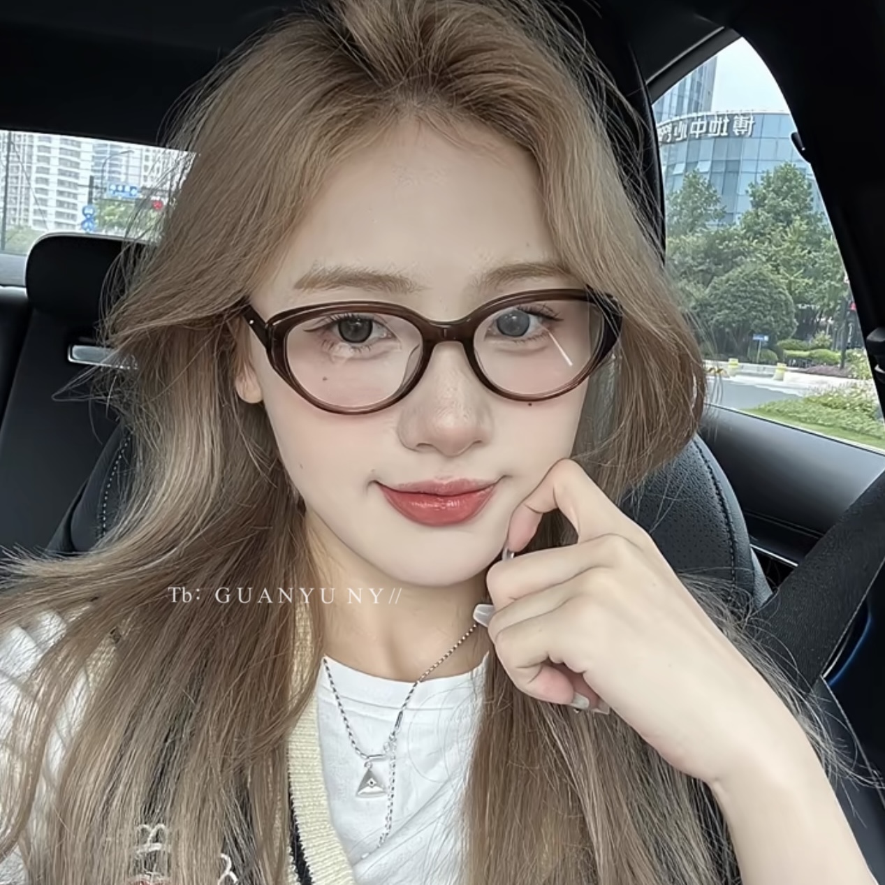 新款高级感美拉德茶色猫眼眼镜框