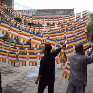 佛旗五色旗佛家用品法器法具串旗彩旗寺庙装饰旗子挂旗旗帜吊旗