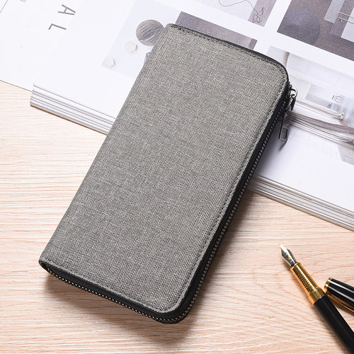 男士钱包长款拉链帆布手拿包