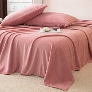 秋冬加厚牛奶绒床单单件豆沙粉色保暖法兰绒单双人被单1.21.51.8m
