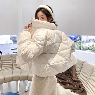 CAN时尚 羽绒服小个子菱格面包服 保暖90白鸭绒短款