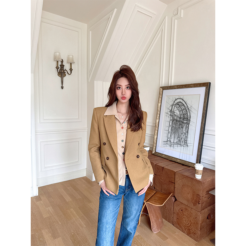 CAN春季新款复古感百搭西装外套