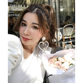 新款 白色时尚 不规则泡泡袖 CAN秋季 圆领上衣 针织长裤 套装 女