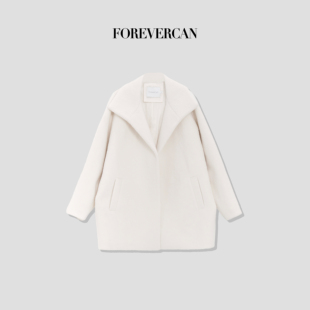 Forevercan女装秋冬新款进口托斯卡纳皮毛一体无袖马甲开衫连衣裙