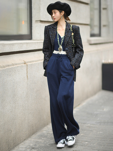 三件套装 高腰阔腿长裤 针织衫 CAN进口羊绒羊毛短款