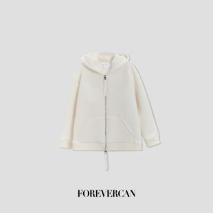 Forevercan女装秋冬新款“雪域奶贝”宽松廓形连帽加绒外套连衣裙