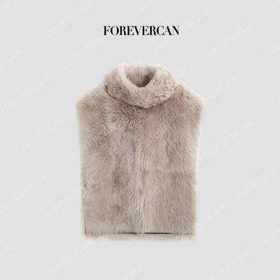 CAN冬季新款皮毛一体立领马甲