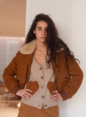 CAN 12/29“格鲁吉亚”鹅绒服100羊反绒羊毛领飞行员夹克