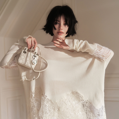 CAN高奢重工艺蕾丝拼接针织毛衣