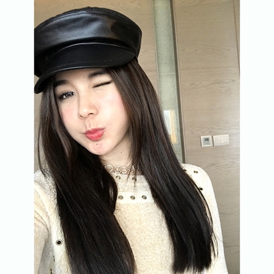 CAN春季新款 个性时尚圆孔设计长袖打底显瘦中长款连衣裙女