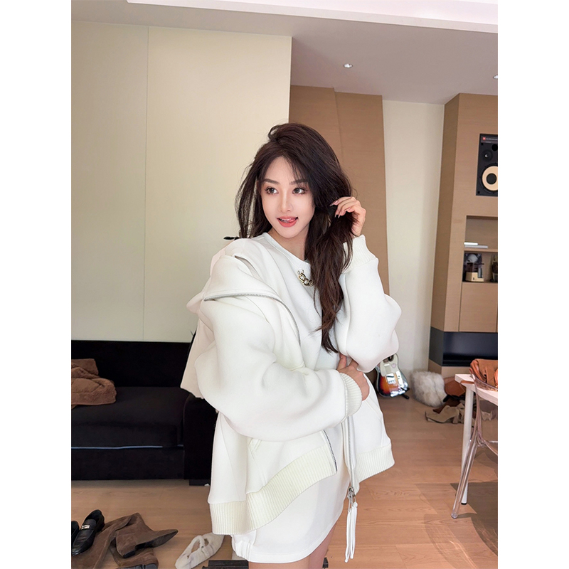 CAN冬季新款廓形连帽气质套装