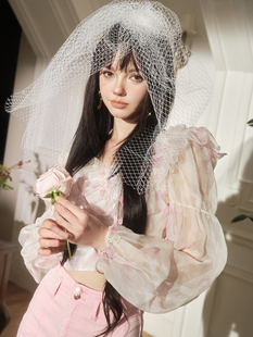 温柔气质名媛风高级感上衣 Forevercan女装 春夏新款 樱花粉小衫 时尚