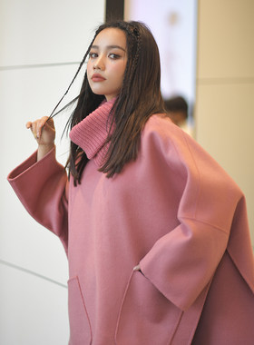 can冬季新款羊绒外套女名媛气质