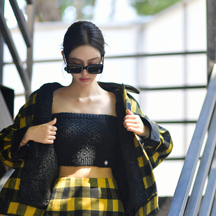 Forevercan2022秋冬圣日耳曼街头加厚棋盘格羊羔毛内胆派克服套装