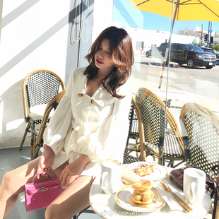 气质百搭灯笼袖 很仙 上衣时尚 短裤 女 CAN2019春季 两件套装 新款