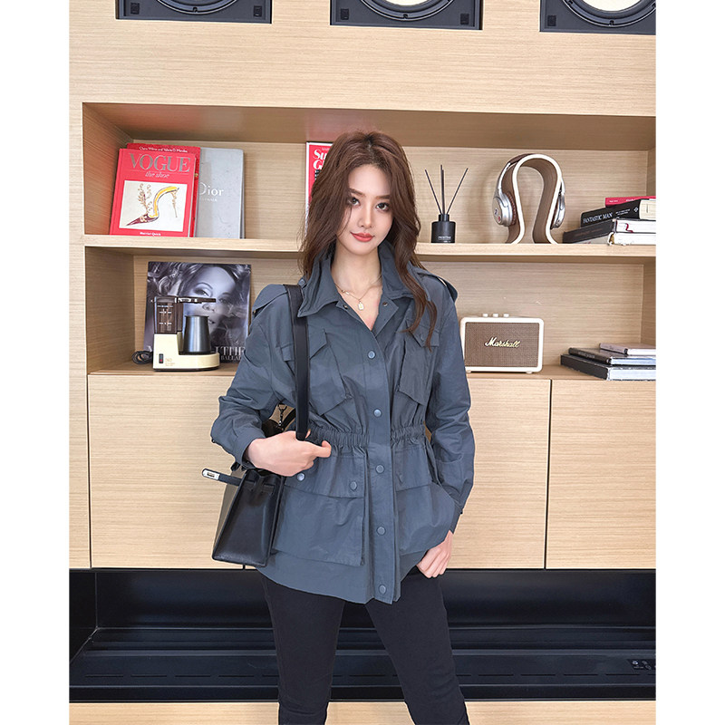 CAN女装新款做旧复古工装夹克女