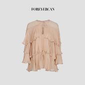 上衣 暮色蔷薇立体层叠荷叶边蛋糕喇叭袖 女装 2025新款