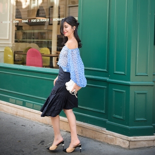 CAN秋季 不规则鱼尾设计裙子轻奢显瘦百搭气质半身裙女 新品