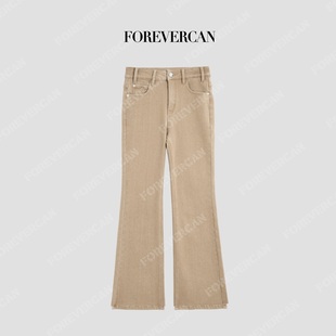 Forevercan“前卫街头”复古做旧百搭显瘦微喇牛仔裤