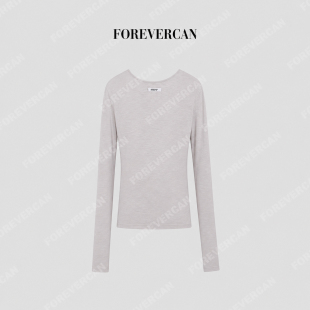 Forevercan女装2026新款漫想曲芭蕾风两穿领修身打底针织上衣