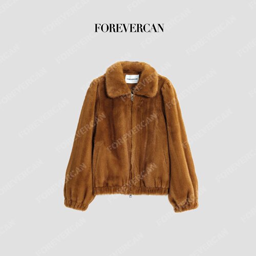 CAN仿貂毛加厚棉服环保皮草夹克
