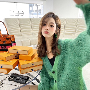 针织衫 CAN 进口高比例马海毛开衫 新款 慵懒毛衣 2021秋季