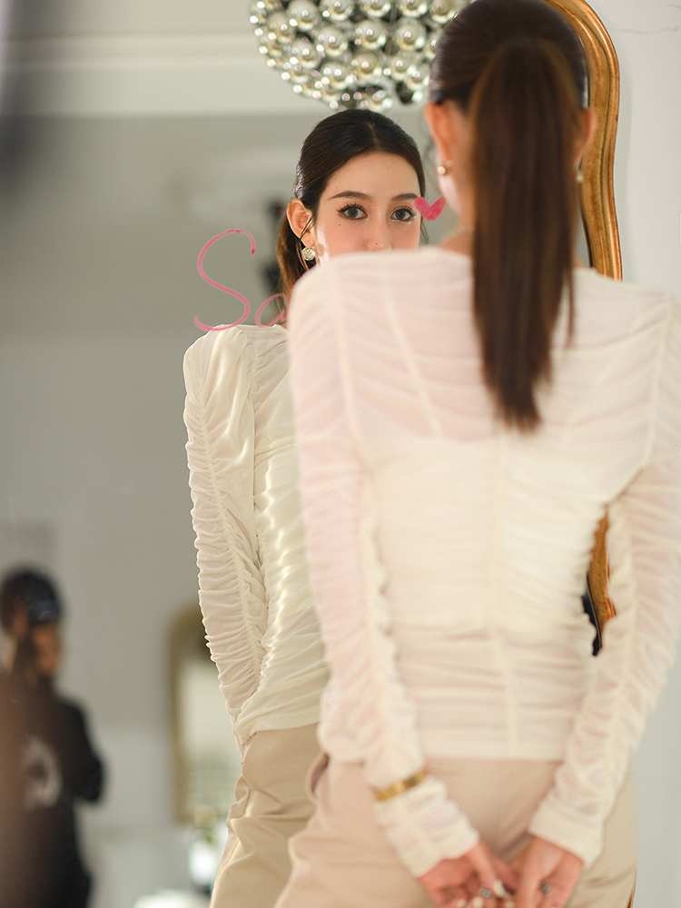 秋季法式白色丝绒长裤两件套装