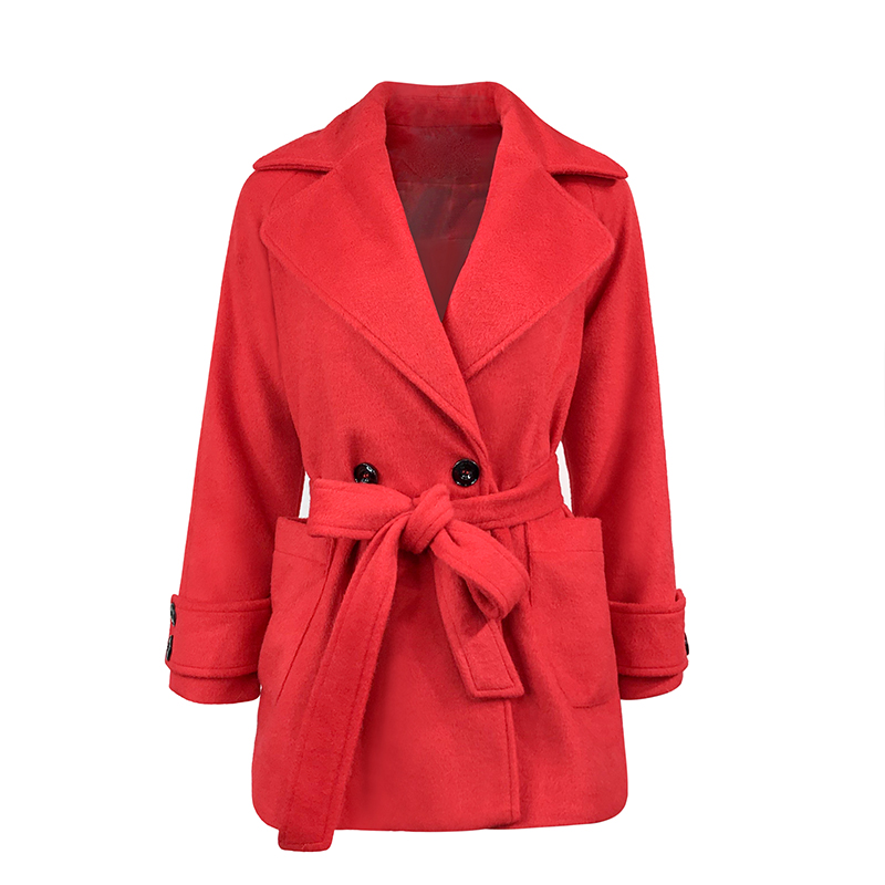 外套女can春季修身百搭毛呢大衣