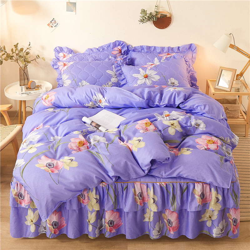 热销加厚床罩四件套夹棉床群加棉床裙三件套席梦思床垫防滑保护套