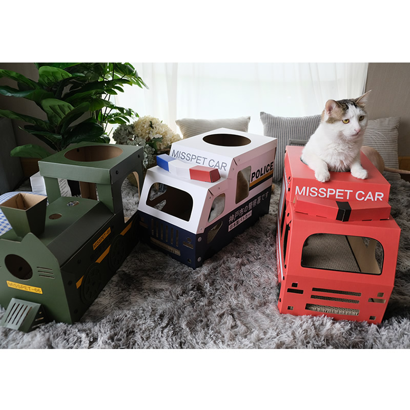路加宠 MISSPET日本警车消防车火车瓦楞纸猫抓板猫玩具磨爪器逗猫
