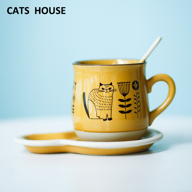 Cats House 来自日本DECOLE FIKA 猫咪 咖啡杯 碟 勺子 套装 进口|ruв категории посуда, кофе, кофе - от Buy2taobao.com для оказания профессиональной услуги покупки агента Taobao