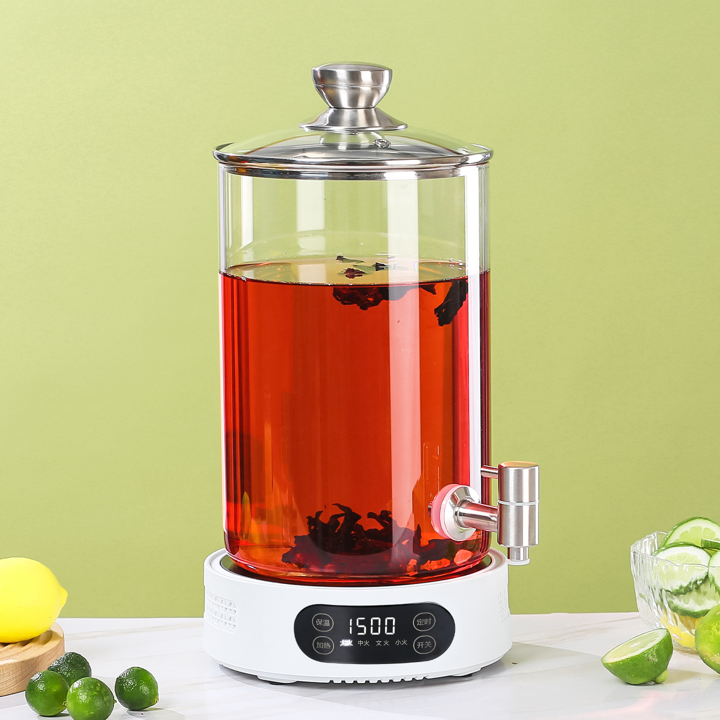 商用煮茶桶5升大容量玻璃茶水桶豆浆保温桶养生壶电烧水桶煮茶器